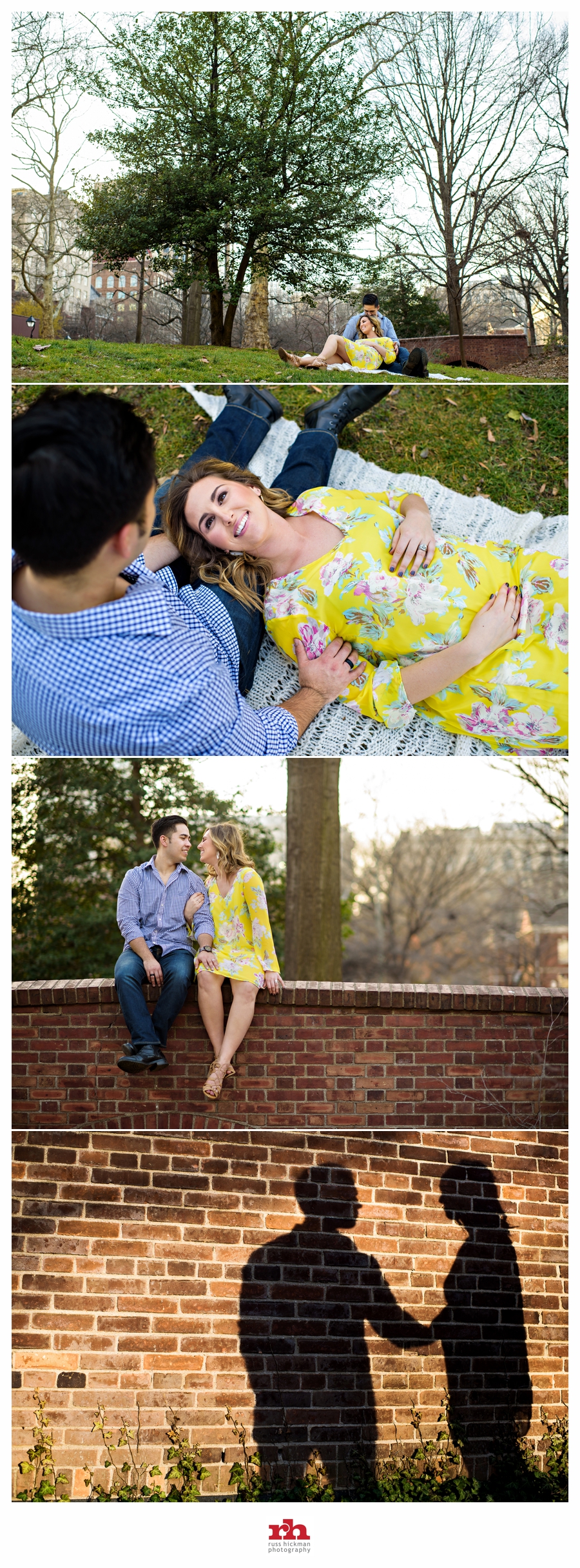 A pregnant couple lay in the park in Philadelphia during their Philly Maternity Session.